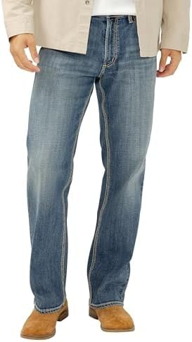 Silver Jeans Co. Men's Zac Relaxed Fit Straight Leg Jeans, Dark Wash, 42W x 34L
