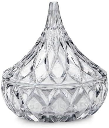 Godinger Hershey Kiss Shaped Candy Dish, Crystal Glass Chocolate Jar Bowl