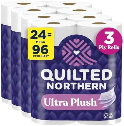 Quilted Northern Toilet Paper, Ultra Plush, 24 Mega Rolls, Bath Tissue
