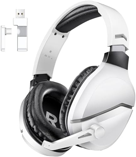 Wireless Gaming Headset with Mic for PS5 PS4 PC, 48Hrs, Wired for GameCube
