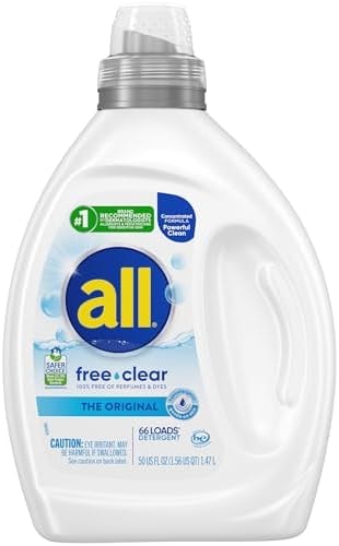 all free clear The Original Laundry Detergent for Sensitive Skin, 50oz, 110 Loads, Unscented, Hypoallergenic and Concentrated, Dye Free, Dermatologist Tested, HE Safe