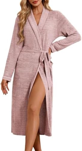 Ekouaer Robes for Women Long Knit Bathrobe Soft Lightweight Kimono Robes