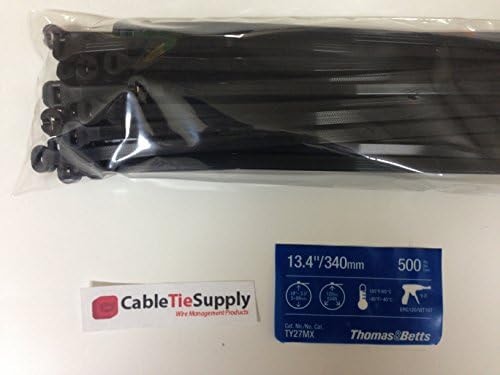Thomas & Betts Ty-Rap Black Cable Tie 13.4 Inch, 120 lb, 50 Pack