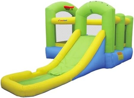 Bounceland Bounce 'N Splash Island Wet or Dry Inflatable Bouncer or Water Slide All in one, Large Pool, Fun Bouncing Area with Basketball Hoop, Long Slide, UL Certified Blower Included