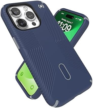 Speck MagSafe Case for iPhone 15 Pro - Drop & Camera Protection, ClickLock No-Slip, Wireless Charging Compatible, Fits All 6.1 Inch Models - Coastal Blue/Dust Grey/White