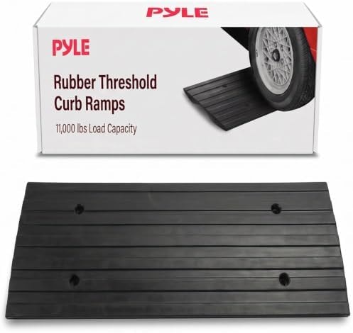 Pyle Car Driveway Curbside Bridge Ramp - Heavy Duty Rubber Threshold Curb Ramp, Used for Loading Dock, Garage, Sidewalk, Truck, Scooter, Bike, Motorcycle, Wheelchair Mobility, Other Vehicle - Pyle