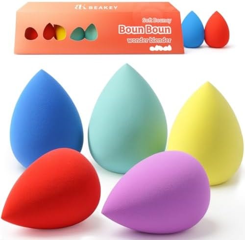 BEAKEY Makeup Sponge Set, 5 Pack Foundation Beauty Sponges & Soft Blenders
