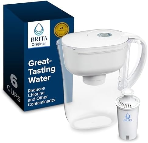 Brita Small 6-Cup Water Filter Pitcher, Includes 1 Filter, White