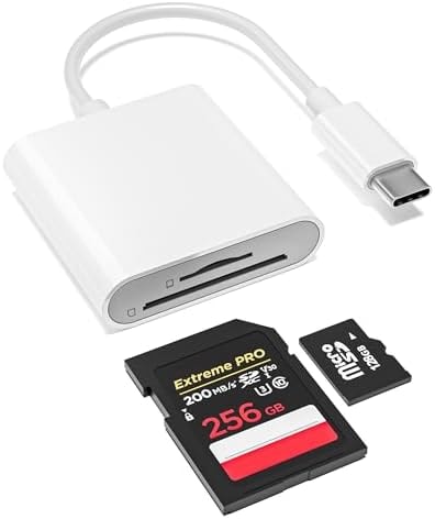 USB-C SD Card Reader, Dual Slot for SD and MicroSD, Type C Adapter Compatible with iPhone 17/16/15, iPad, Laptop, Trail Camera Viewer, Plug and Play (2 Port (USBC SD+TF))
