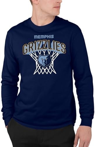 Junk Food NBA - Memphis Grizzlies Nothing But Net Adult LS T-Shirt Navy