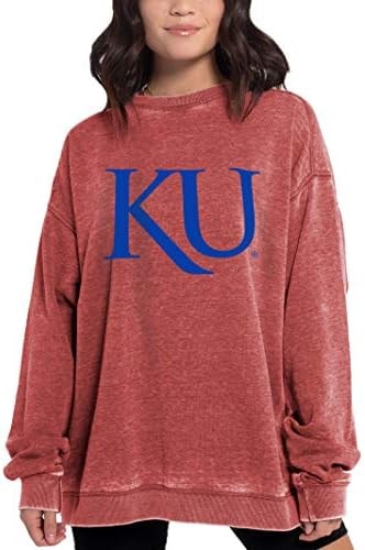 chicka-d NCAA Kansas Jayhawks Womens Campus Pullover, Cardinal, Small, 449_TC_PL