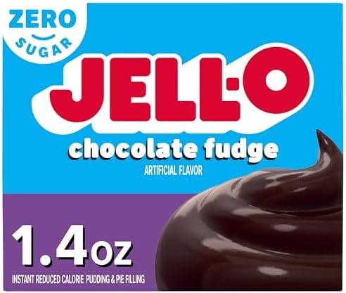Jell-O Chocolate Fudge Zero Sugar Instant Reduced Calorie Pudding & Pie Filling Mix, 1.4 oz Box