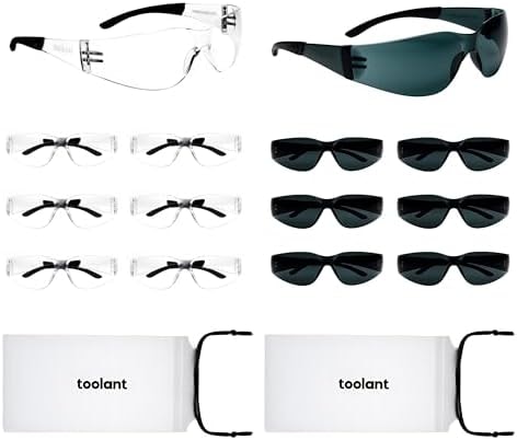 toolant Bulk Safety Glasses with ANSI Z87.1 / UV 400, Assorted, 14 Pack