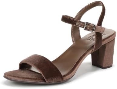 Naturalizer Women's Bristol Heeled Sandal Cinnamon Brown Velvet 9 M