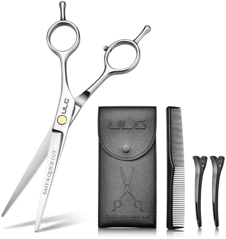 ULG 6.5" Silver Premium Hair Scissors, Professional Hair Cutting Scissors