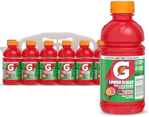 Gatorade Lower Sugar Sports Drink, Fruit Punch, 12 oz Bottles, (12 Pack)