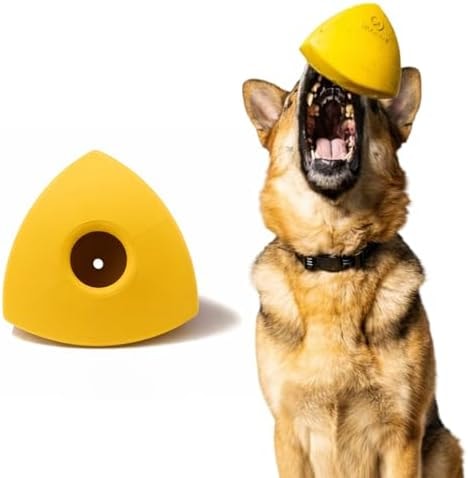 WoofBite Virtually Indestructible Pyramid Dog Toy - Lifetime Replacement - Tough, Durable Chew Toy for Aggressive Chewers - Safe Non-Toxic Natural Rubber - Chew, Tug, Fetch - Med/Large Breed - 5"x4"