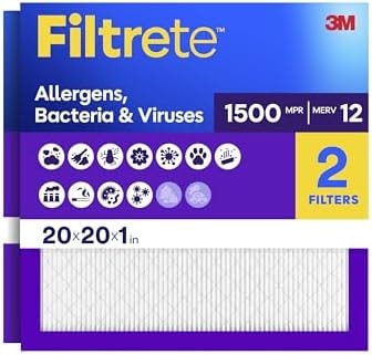 Filtrete 20x20x1 Air Filter, MERV 12, MPR 1500, 2 HVAC Filters