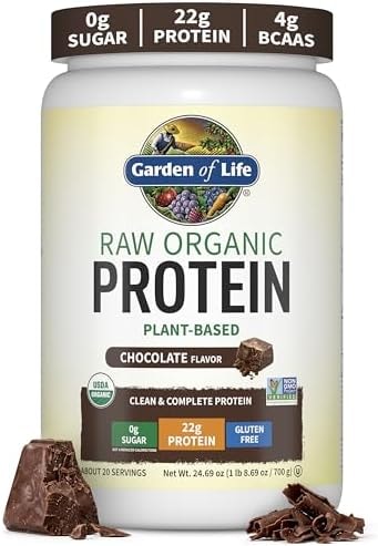 Garden of Life Raw Organic Protein Powder, Vegan, Chocolate, 20 Servings