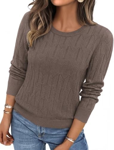 BTFBM Womens Sweaters Long Sleeve Crewneck Pullover Tops Dressy Casual