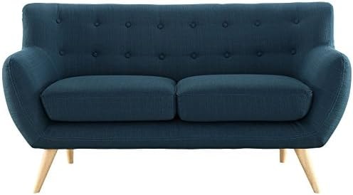 Modway Remark Mid-Century Modern Loveseat With Upholstered Fabric In Azure