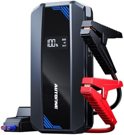 AUTOONE Car Jump Starter 6000A Battery Booster, Portable Battery Pack for All Gas 10L Diesel, 12V Jump Box with Smart Jumper Cable for Car Battery, Vehicle Lithium Starter, LCD Display, w/LED Light