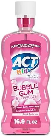 ACT Kids Anticavity Fluoride Mouthwash, Bubble Gum Blowout, 16.9 fl. oz.