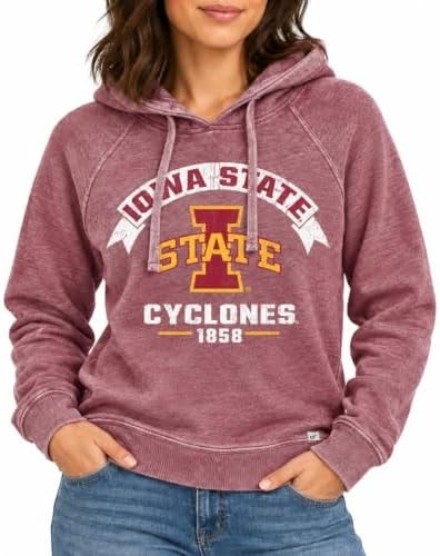 Blue 84 Iowa State Cyclones NCAA Officially Licensed Women's Hooded Sweatshirt Burnout Vintage Scholar, Small Team Color