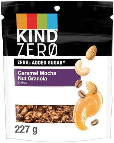 KIND Zero Added Sugar Granola, Caramel Mocha Nut, Gluten Free, Low Sugar, Keto Snacks, 5g Protein, 8oz, 1 Count