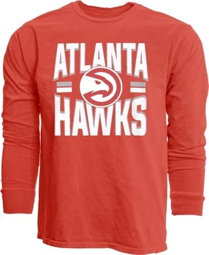 Atlanta Hawks NBA Officially Licensed Long Sleeve T-Shirt Ringspun Bold Team Color, Large