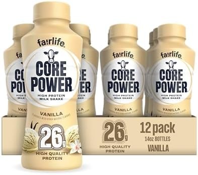 Core Power Fairlife 26g Protein Milk Shakes, Ready To Drink for Workout Recovery Liquid, Vanilla, 14 Fl Oz Bottle, kosher (Pack of 12)