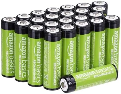 Amazon Basics 24-Pack Rechargeable AA NiMH Batteries, 2000 mAh, 1.2V, Low Self Discharge, Pre-Charged, Recharge up to 1000x Times