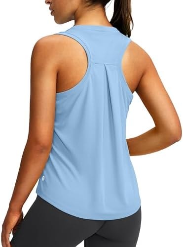 G Gradual Women's Workout Tops Racerback Athletic Tank Tops(Haze Blue,M)