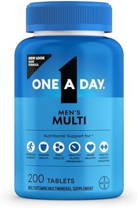 One A Day Multivitamin for Men - Daily Mens Multivitamins with Vitamin D, Zinc, Folic Acid, and B Vitamins, Physical Energy Support, 200 Count