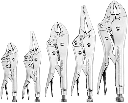 WORKPRO 5-Piece Locking Pliers Set, Vice Grips with Chrome-vanadium Steel