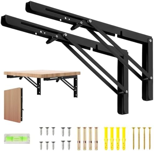 16 Inch Folding Shelf Brackets, 2 Pack Shelf Bracket Wall Mounted