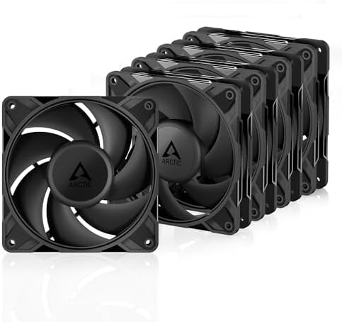 ARCTIC P12 Pro PST - 5 Pack - Powerful Premium Fan, 120 mm PWM Fan with Y-Cable Splitter, 600-3000 RPM, 0 RPM <5% PWM, Fluid Dynamic Bearing, 4-Pin - Black