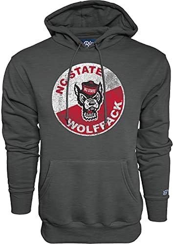 Blue 84 Men's North Carolina State Wolfpack Hoodie Vintage Cap Dark Heather, Dark Grey, Large
