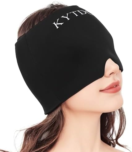 Migraine Relief Cap, Headache Relief Cap Ice Pack Mask, (Black)