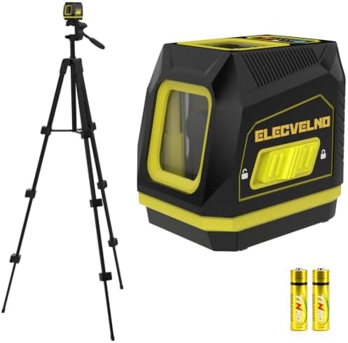 Self Leveling Laser Level with Tripod,ELECVELNO Green Cross Line Laser Level,Lazer Leveler Tool with Power Display for Hanging Pictures,Home Renovation,Indoor Project, Battery Included