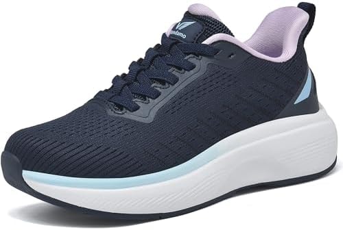 Women's Walking Shoes Slip On (Runs Large: Order Size Down) Comfortable Rebound Running Tennis Shoes Lightweight Breathable Non Slip Supportive Casual Athletic Fashion Sneakers, Blue/Lavender, 7 US Women