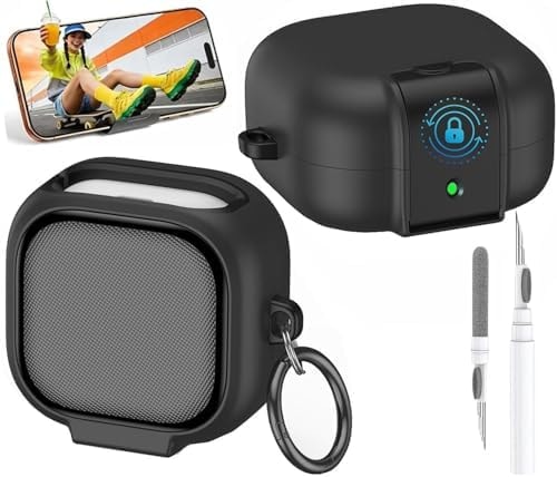 Lock Case Compatible Samsung Galaxy Buds 4/4 Pro Cases Cover with Phone Stand, Full Body Shockproof Protective Cases Men Women with Cleaner Kit and Keychain for Galaxy Buds 4 Pro 2026 Black