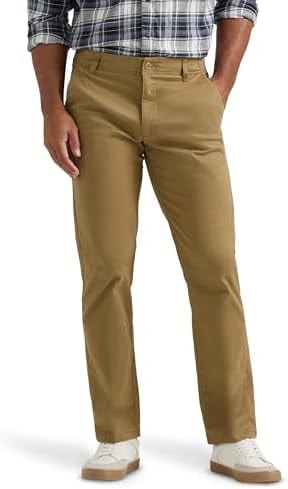 Lee Men's Extreme Motion Flat Front Regular Straight Pant Bronze 34W x 32L