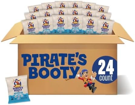 Pirate's Booty Aged White Cheddar Cheese Puffs, Gluten-Free, Kids Snacks, 0.5oz (24ct)
