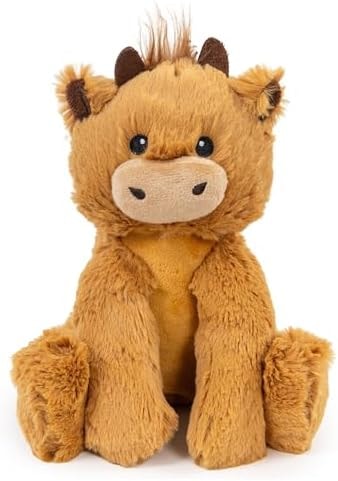 Pupstages Calming Plush Dog Toy with Squeaker, Ultra-Soft Floppy Cuddle Companion, Coconut Scented, Cow, Small, 7.9”
