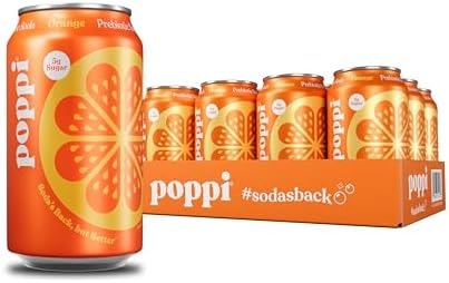 Poppi Prebiotic Soda, Sparkling Water & Fruit Juice, Orange, 12 Oz, 12 Pack
