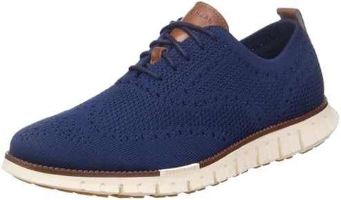 Cole Haan Mens Zerogrand Remastered Stitchlite Wing Tip Oxford, Marine Blue/Ivory, 7-W US