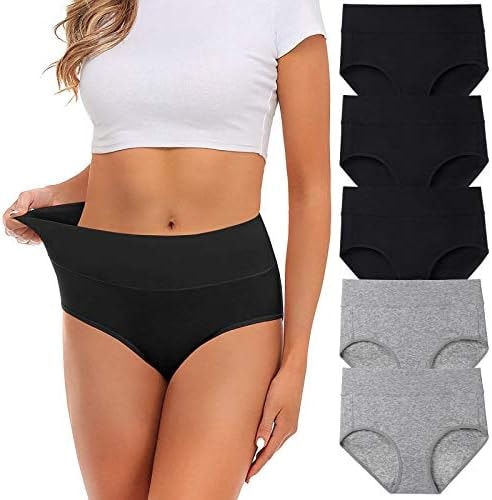 UMMISS Women's Soft Cotton Underwear Panties, Stretch Comfort Brief Underwear for Women-5 Pack -Multi -L.