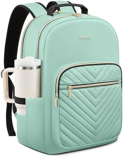 LOVEVOOK Laptop Backpack for Women 17.3 inch,Cute Womens Travel Backpack Purse,Professional Laptop Computer Bag,Waterproof Work Business College Teacher Bags Carry on Backpack with USB Port,Mint Green