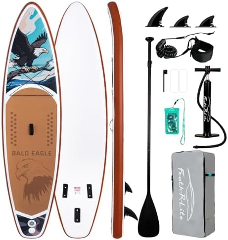 FEATH-R-LITE Inflatable Stand Up Paddle Board with Beginner SUP Accessories